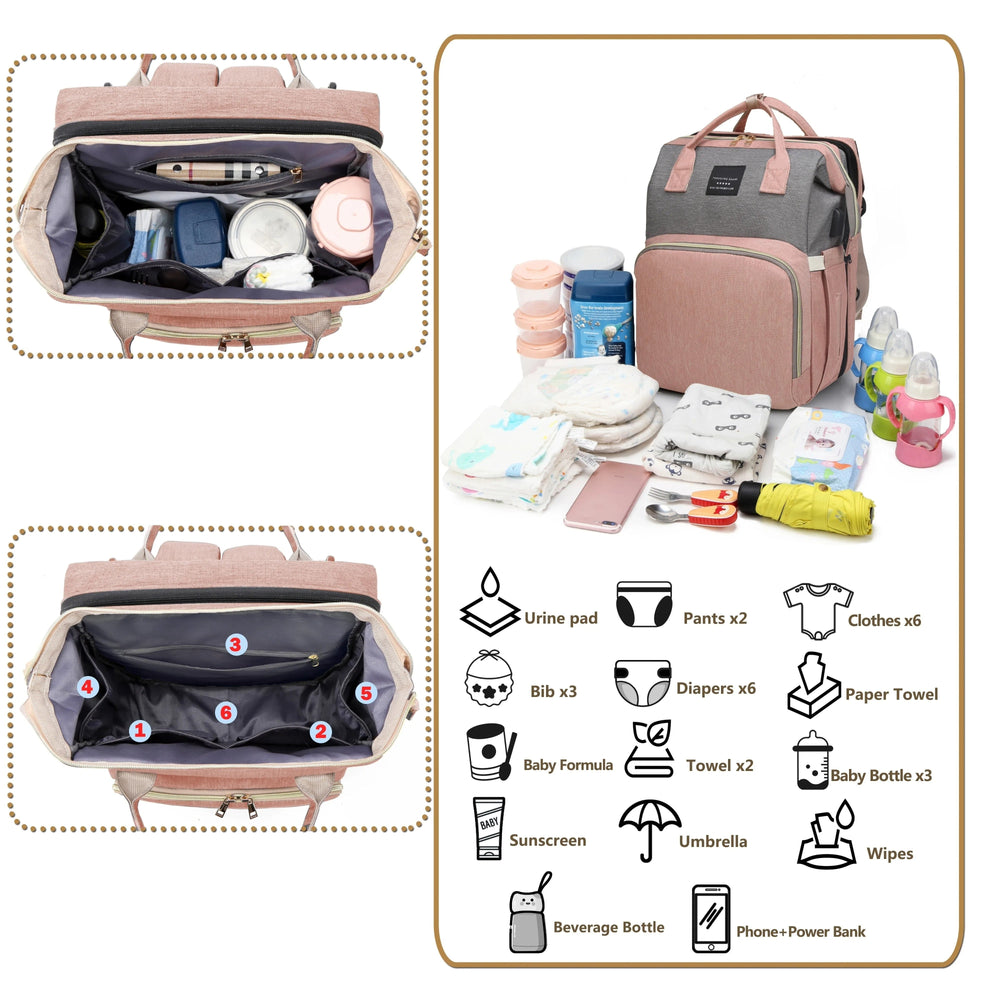 Multifunktionale Wickeltasche mit Bett | Wasserdicht, USB-Ladeanschluss & Tagesbett – ComfiGo von Nuvella Baby