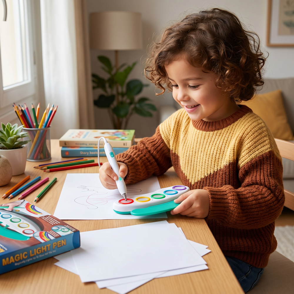 Magischer Lichtstift für Kinder – Zeichnen mit Licht und Musik ohne Flecken