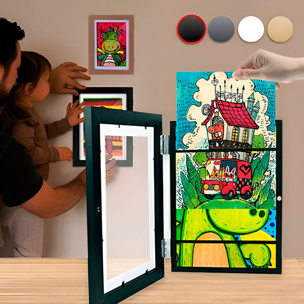 Robuster Kunstrahmen für Kinder | Bewahren & Präsentieren Kreativer Kunstwerke | Langleichter Holz-Fotorahmen