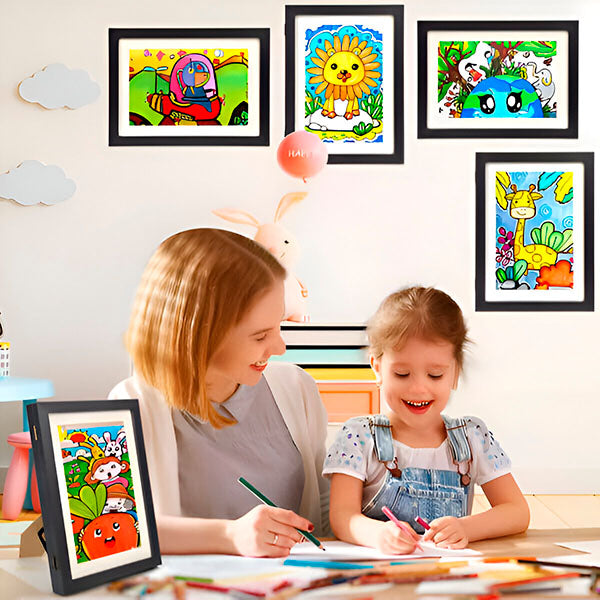 Robuster Kunstrahmen für Kinder | Bewahren & Präsentieren Kreativer Kunstwerke | Langleichter Holz-Fotorahmen