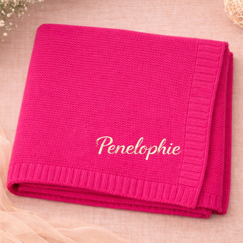 Personalisierte Babydecke mit Namen aus weicher Baumwolle