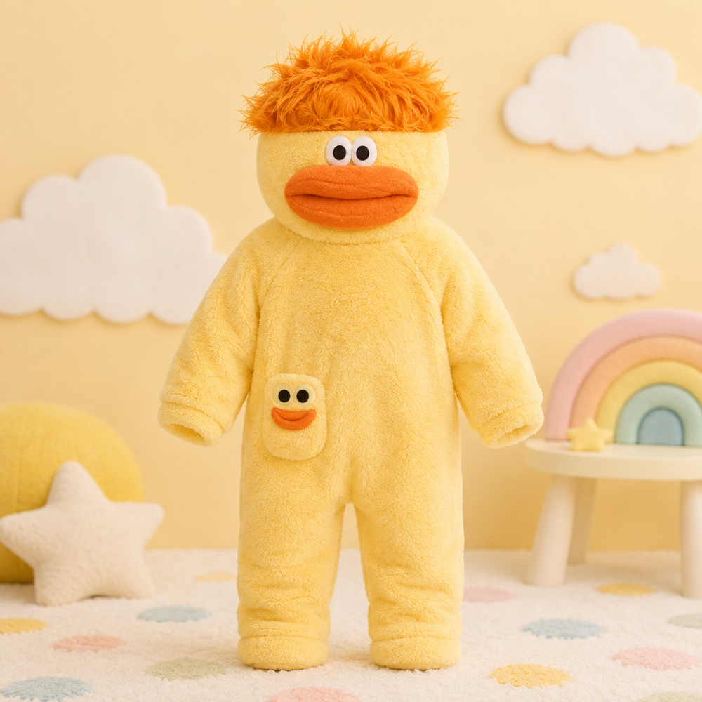 Kinder-Onesie mit Monsterdesign und Kapuze – weicher Stoff, lockere Passform | Kostüm-Overall
