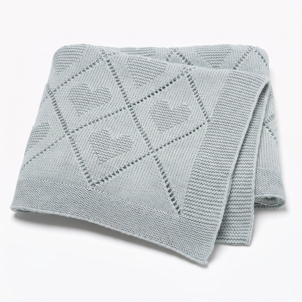 Gestrickte Babydecke 100 % Baumwolle – atmungsaktiv, ganzjährig, auch als Pucktuch | Kuscheldecke