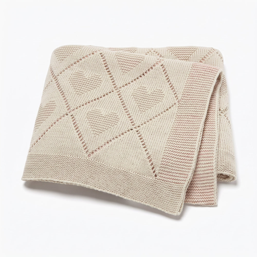 Gestrickte Babydecke 100 % Baumwolle – atmungsaktiv, ganzjährig, auch als Pucktuch | Kuscheldecke
