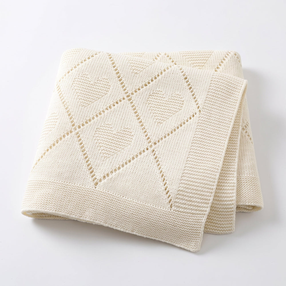 Gestrickte Babydecke 100 % Baumwolle – atmungsaktiv, ganzjährig, auch als Pucktuch | Kuscheldecke