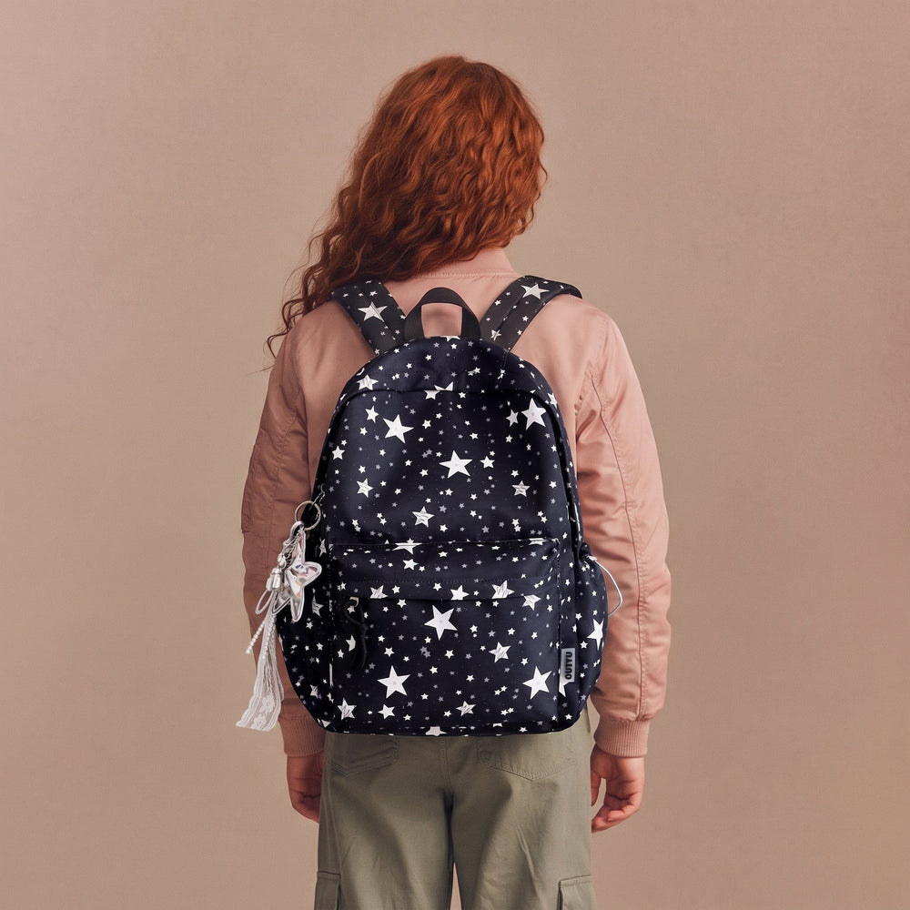 Schulrucksack mit gestickten Schleifen – großes Hauptfach, Vorderfach, Seitentaschen | Mädchen