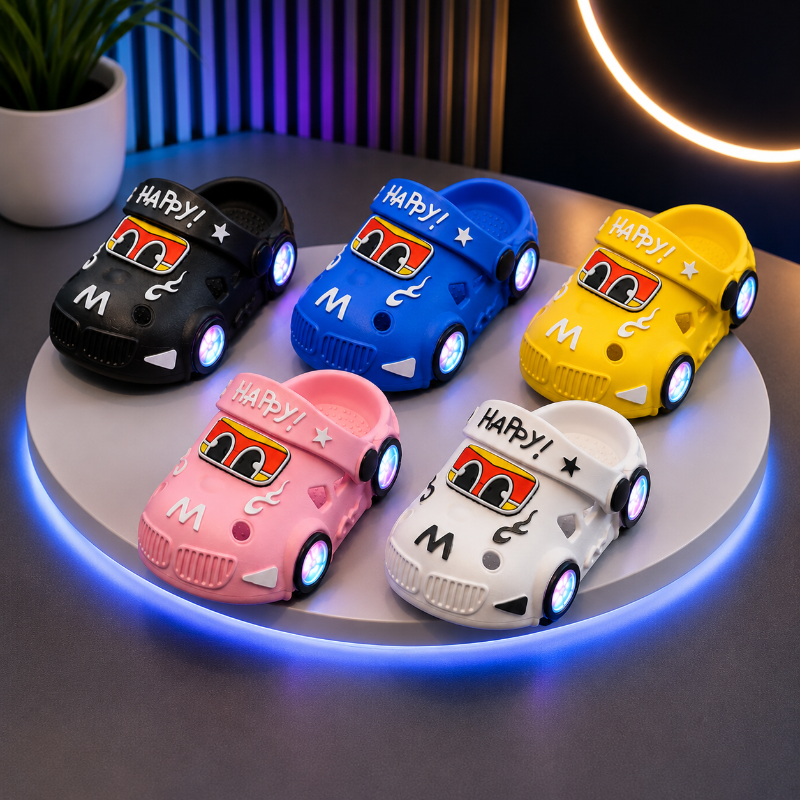 LED-Leuchtende Kinderschuhe – Auto-Design-Slipper mit Licht bei jedem Schritt