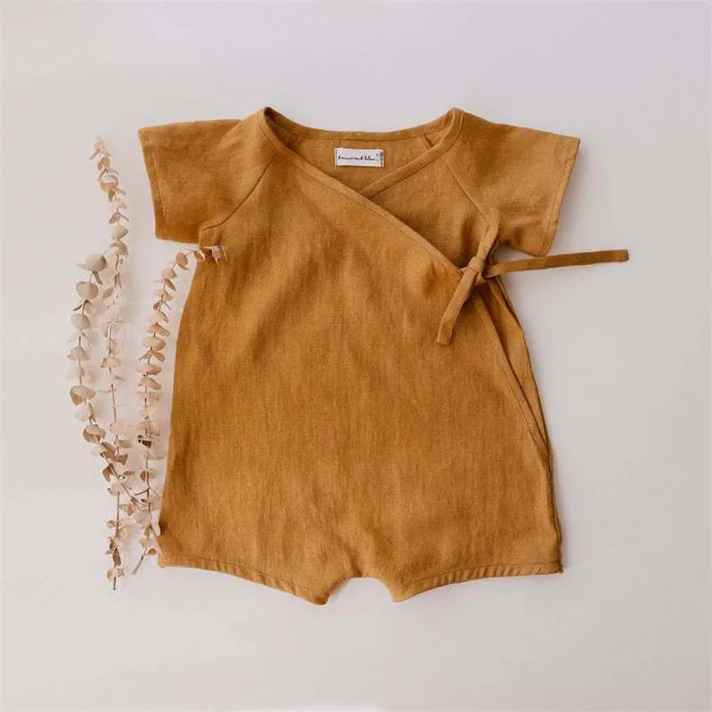 Leinen Baby Romper Sommer – Atmungsaktiv & Bequem | Unisex Babykleidung