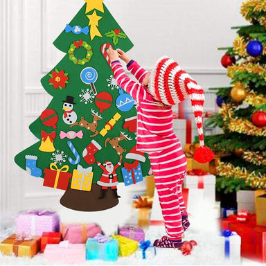 Filz-Weihnachtsbaum für Kinder mit Klett-Figuren – Schlaufe, faltbar | Weihnachtsspielzeug