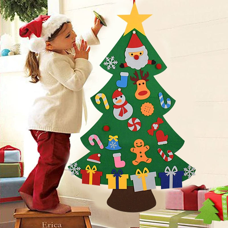 Filz-Weihnachtsbaum für Kinder mit Klett-Figuren – Schlaufe, faltbar | Weihnachtsspielzeug