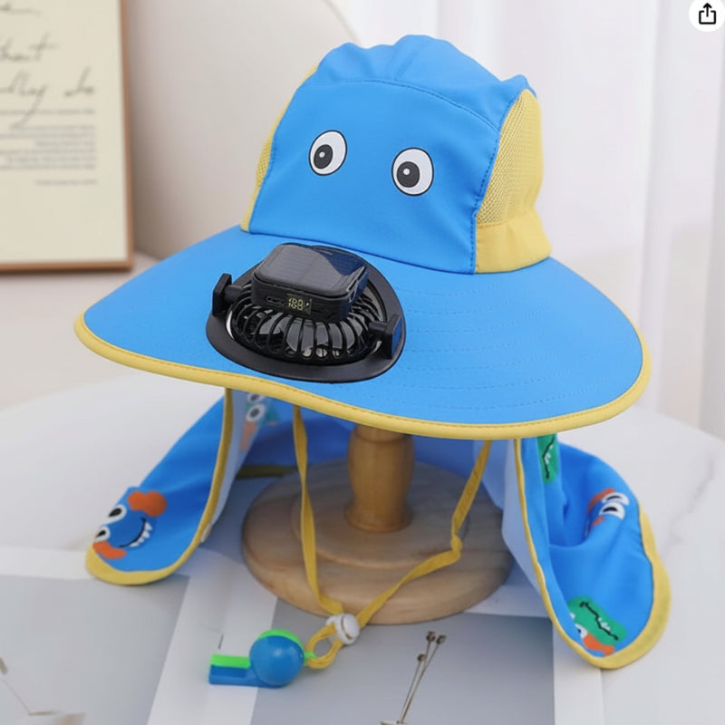 Kinder-Sommerhut mit Ventilator – Sonnenschutz & Abkühlung, USB und Solar