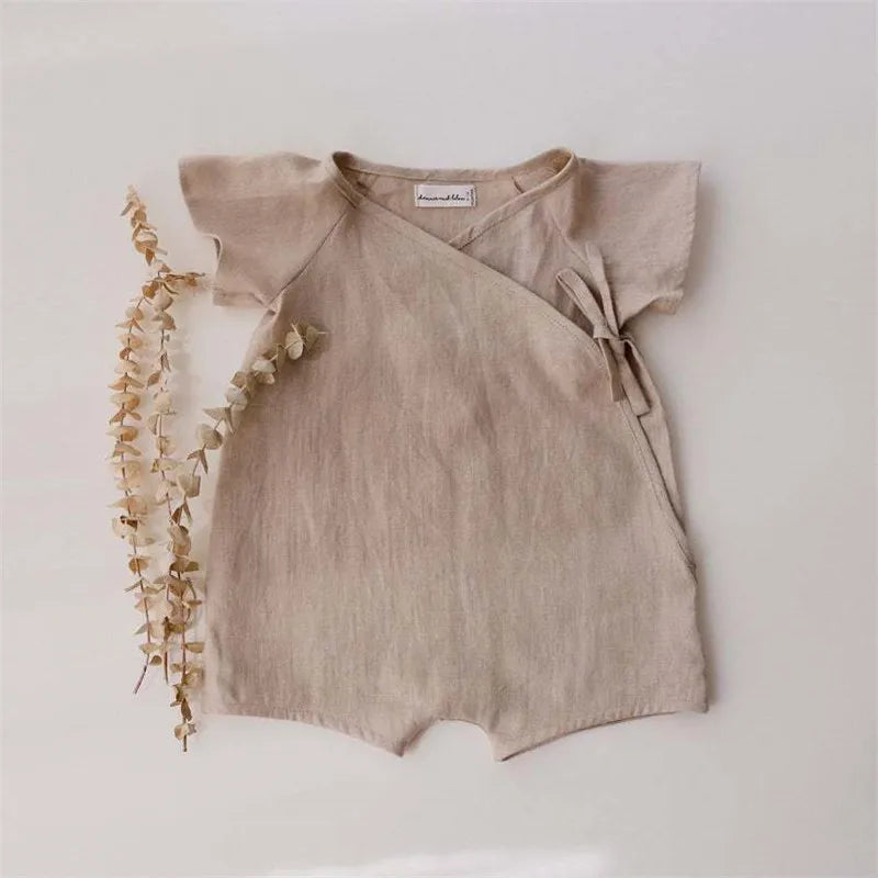 Leinen Baby Romper Sommer – Atmungsaktiv & Bequem | Unisex Babykleidung
