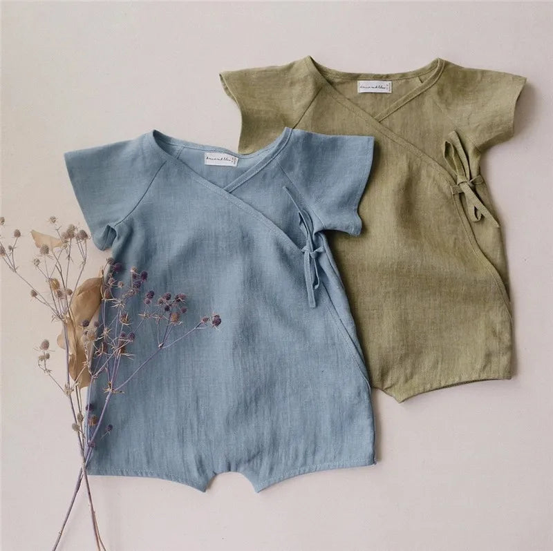 Leinen Baby Romper Sommer – Atmungsaktiv & Bequem | Unisex Babykleidung