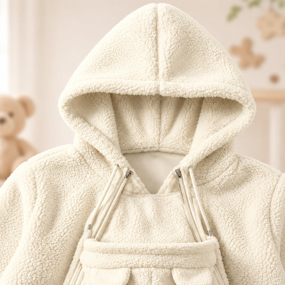 Tragejacke 2-in-1 für Mama und Baby – weiches Fleece, Kapuze, Reißverschluss | Babytrage-Hoodie