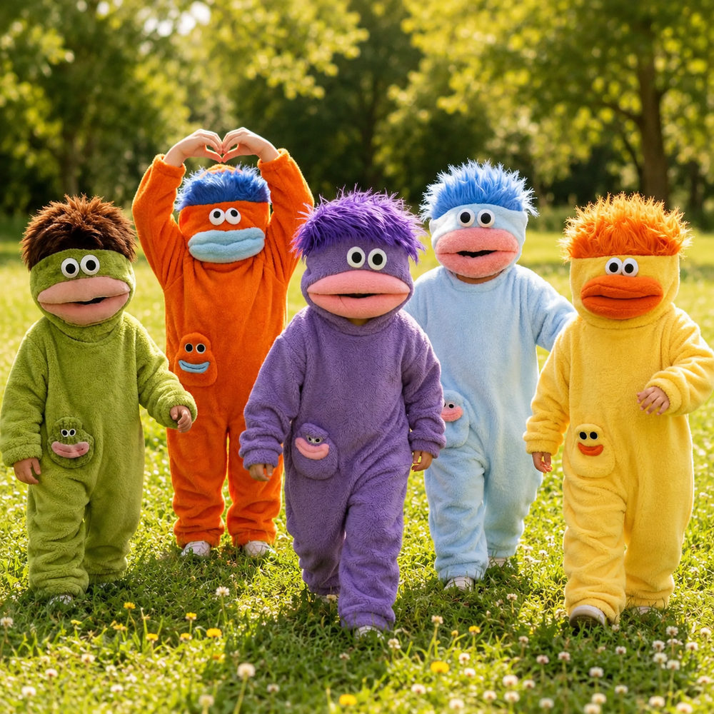 Kinder-Onesie mit Monsterdesign und Kapuze – weicher Stoff, lockere Passform | Kostüm-Overall