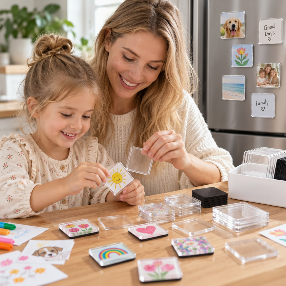 DIY-Kühlschrankmagnete aus Acryl für Kinderzeichnungen – Set mit 7, 20 oder 30 Stück | Bastelset