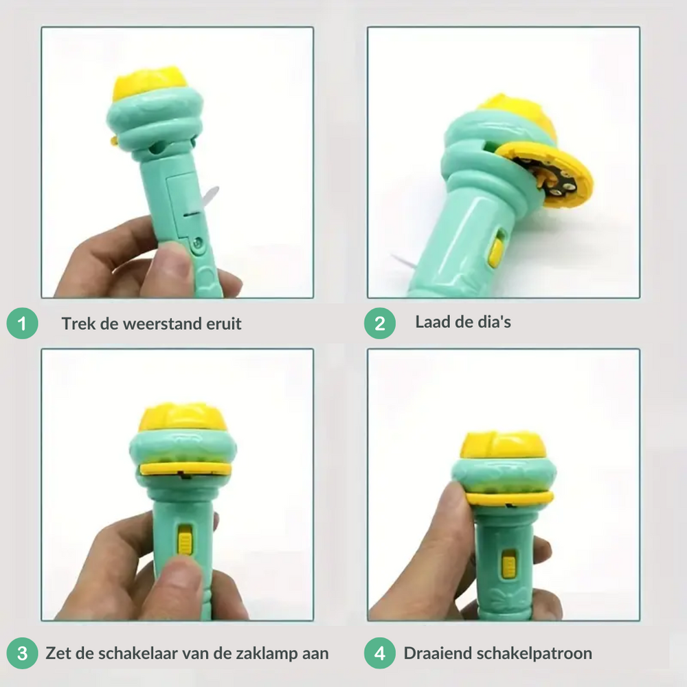 Geschichtenprojektor Taschenlampe für Kinder – 32 Dias | Lehrreiches & Magisches Einschlafspielzeug