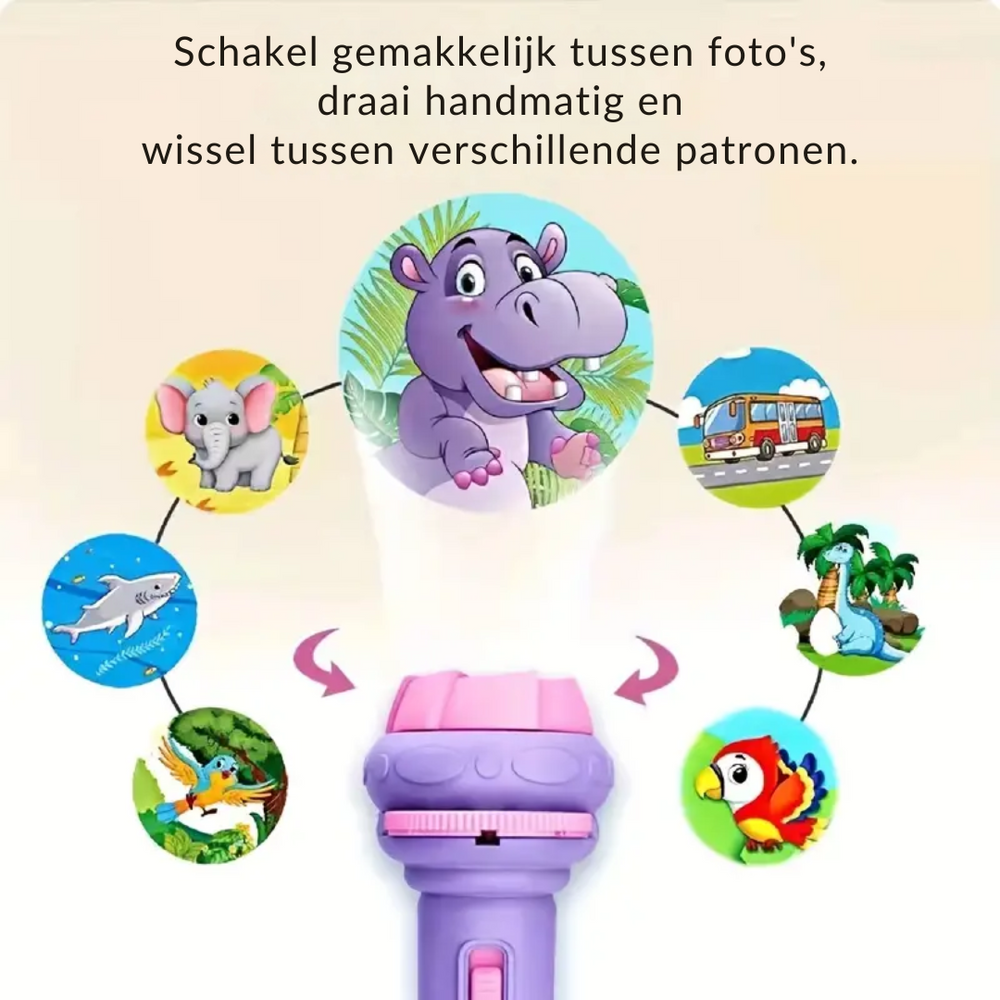 Geschichtenprojektor Taschenlampe für Kinder – 32 Dias | Lehrreiches & Magisches Einschlafspielzeug