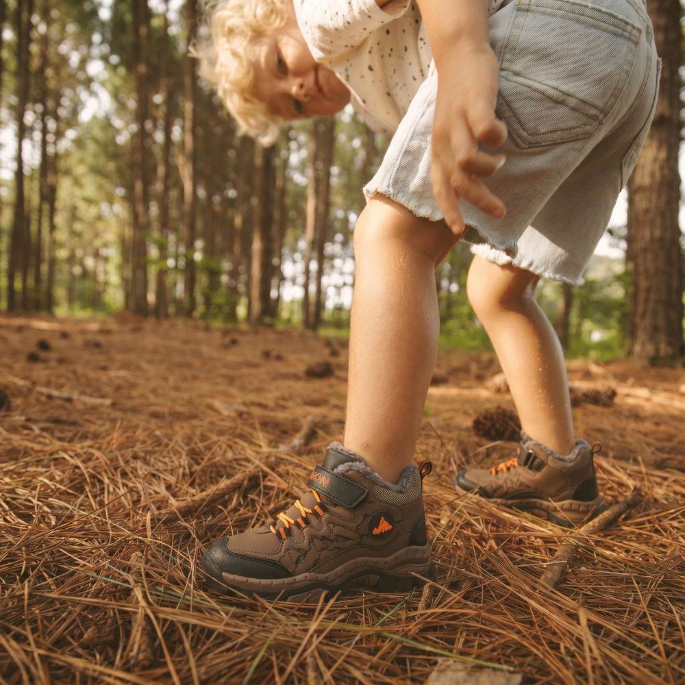 Wanderschuhe Kinder wasserdichtes Leder – gefüttert, rutschfeste Sohle, warm | Outdoorschuhe