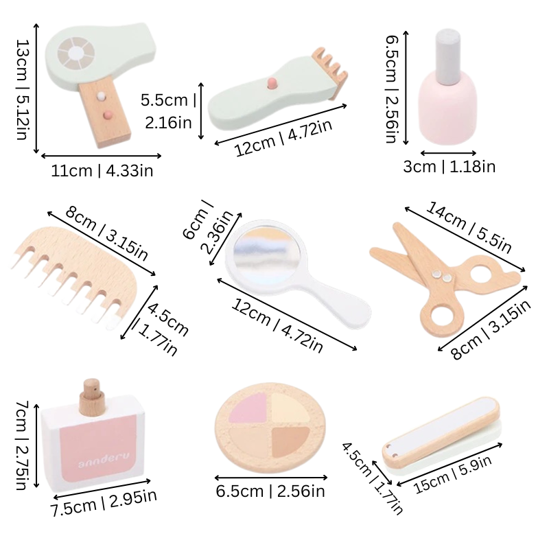 4Ever Wood Beauty Salon Set – Nachhaltiges Holz-Make-up- und Friseursalon-Spielset für Kinder