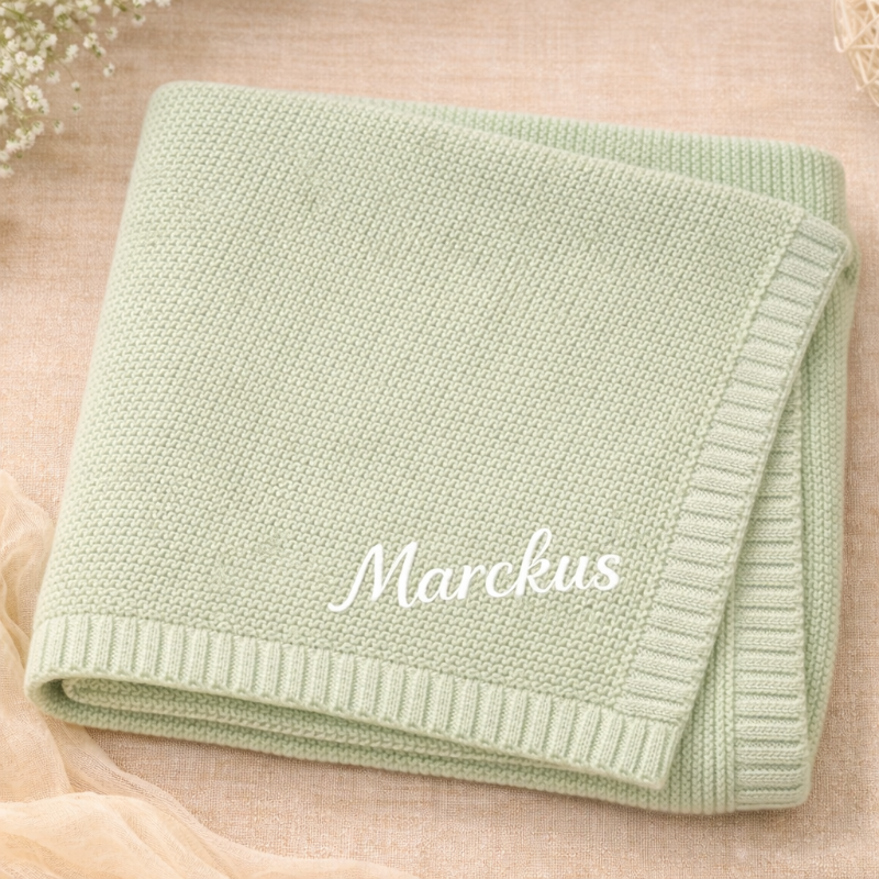 Personalisierte Babydecke mit Namen aus weicher Baumwolle