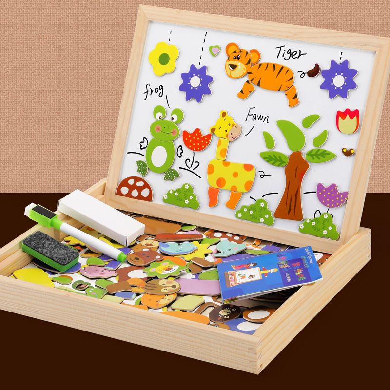 Maltafel 2-in-1 Whiteboard und Kreidetafel – magnetisch, Buchenholz, Zubehör | Kinder-Zeichentafel