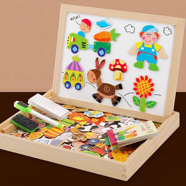 Maltafel 2-in-1 Whiteboard und Kreidetafel – magnetisch, Buchenholz, Zubehör | Kinder-Zeichentafel
