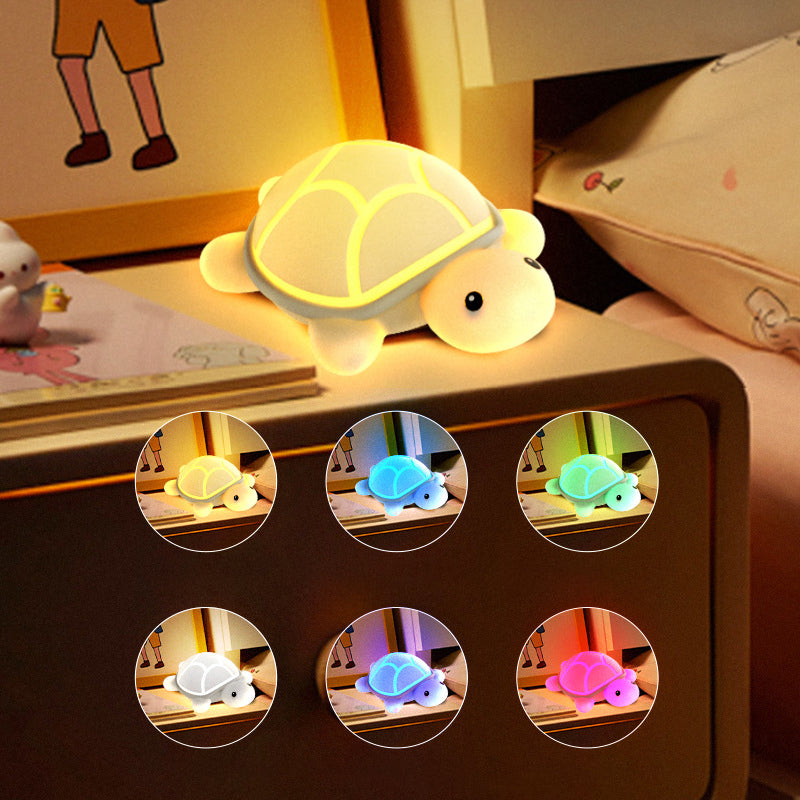 Schildkröte Nachtlicht Silikon aufladbar – Tippbedienung, 7 Farben, 30-Min-Timer | LED Bettlampe