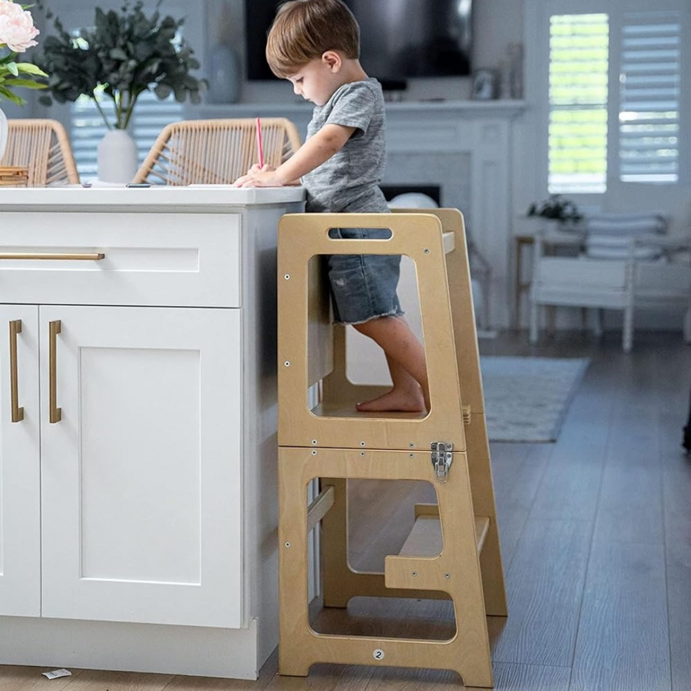 4-in-1 Lern & Spielturm aus Holz – Sicher, Mitwachsend & Multifunktional