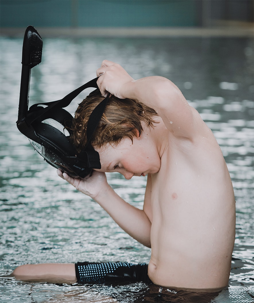 Kinder Schnorchelmaske mit 180° Sicht & Dry-Top – Bequem & Auslaufsicher | Seawise