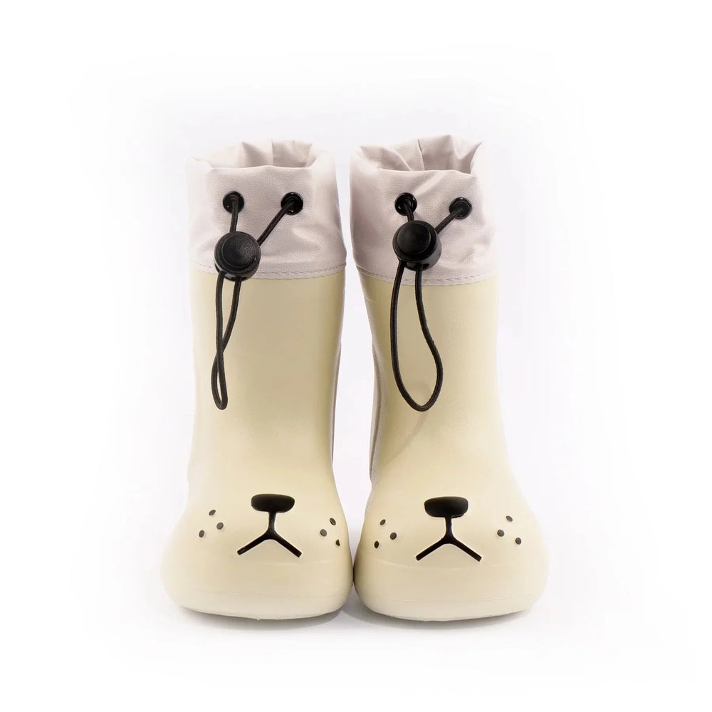 Gummistiefel mit Hundegesicht an der Spitze – wasserdichtes PVC, rutschfeste Sohle | Kinderstiefel