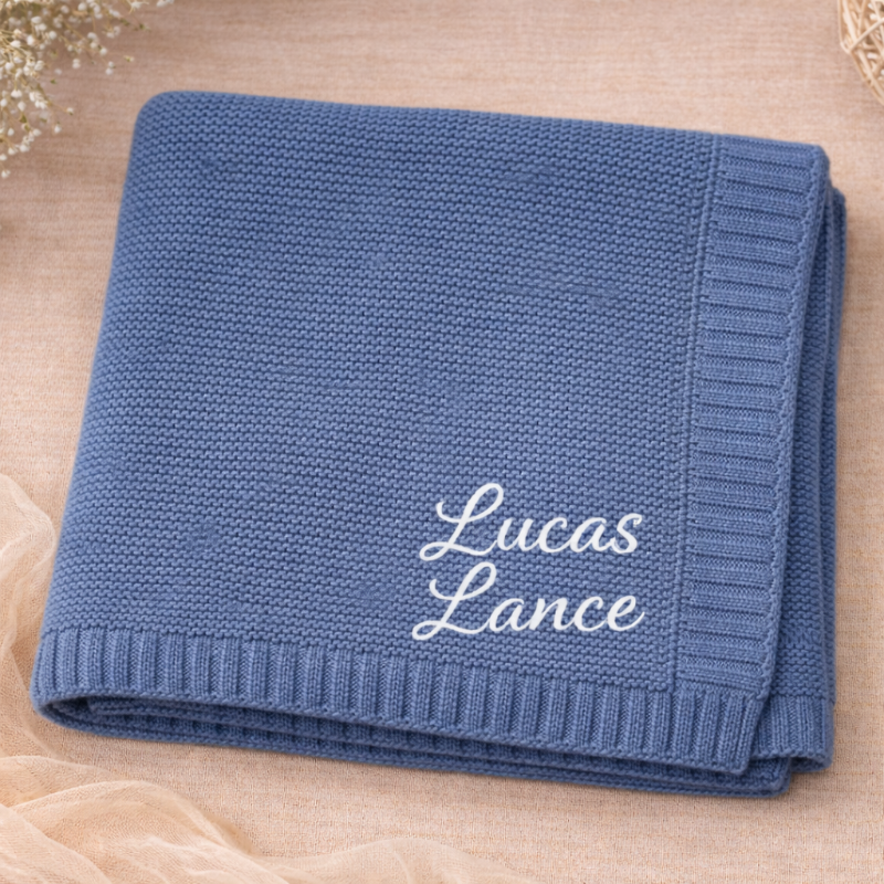 Personalisierte Babydecke mit Namen aus weicher Baumwolle