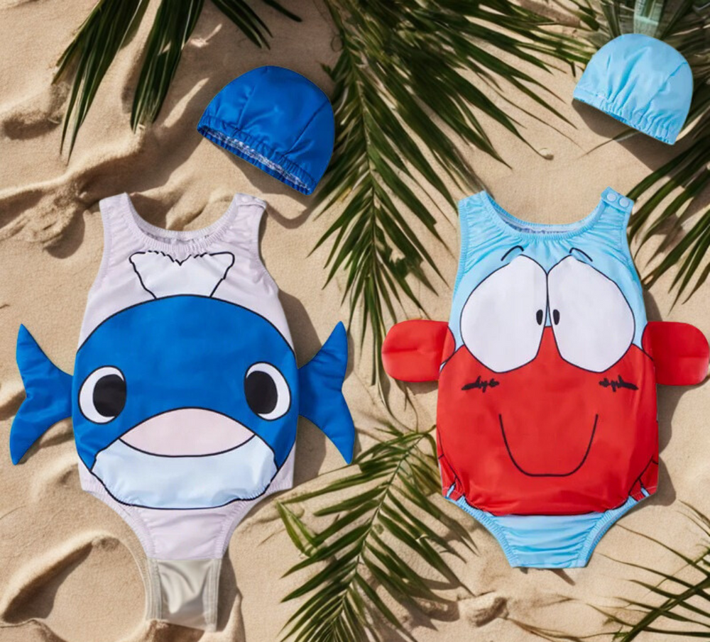 Mädchen-Badeanzug mit Hut – Bequemer Badeset für Sommervergnügen | Größe 0–4 Jahre