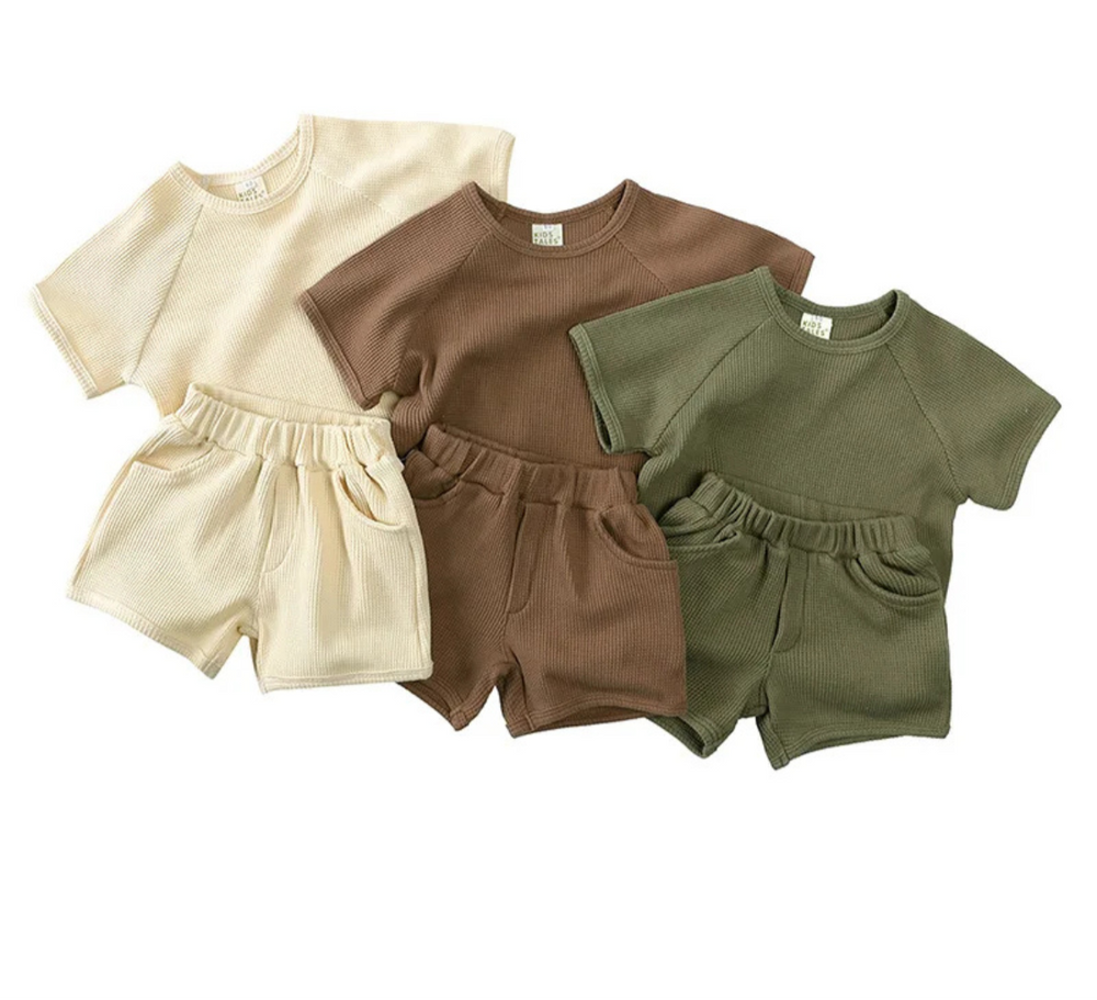 SunnySprout Ribbed Set – Atmungsaktives Baumwoll-Sommer-Set für Aktive Babys & Kleinkinder 0–9 Jahre