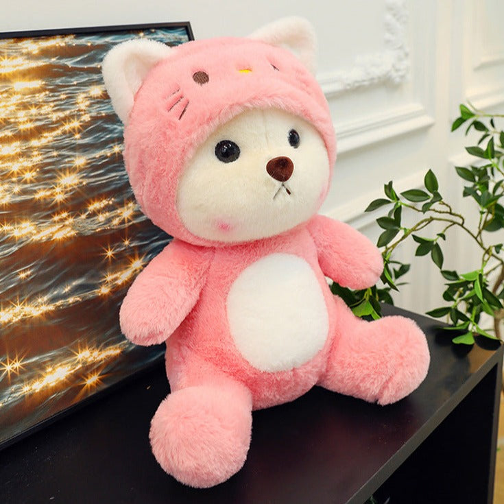 Plüsch-Teddybär 2-in-1 mit abnehmbarer Mütze – weiche Füllung, Handwäsche | Stofftier