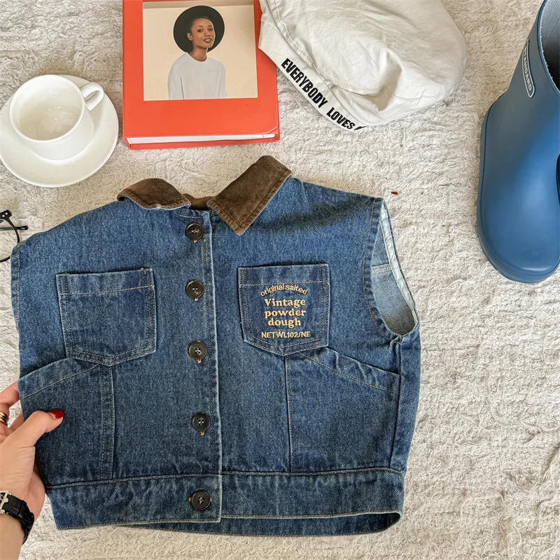 Kinder-Jeansweste – Denim Bodywarmer Ärmellos – Vintage Look (9 Monate–6 Jahre)