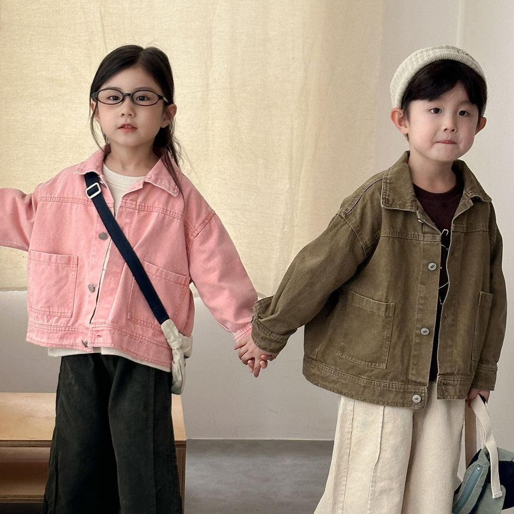 ClassicFit Kinder-Jeansjacke Unisex | Denim Jacke für Mädchen & Jungen | 1–10 Jahre | Zeitloses Design mit Taschen