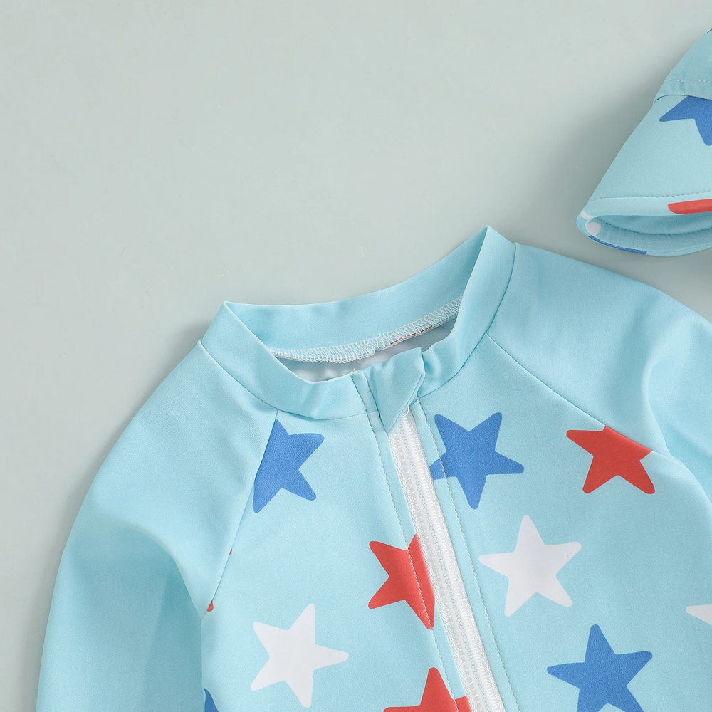 UV-Badeanzug für Babys mit Hut – Langarm, Schnell trocknend, 0–5 Jahre – Jungen & Mädchen