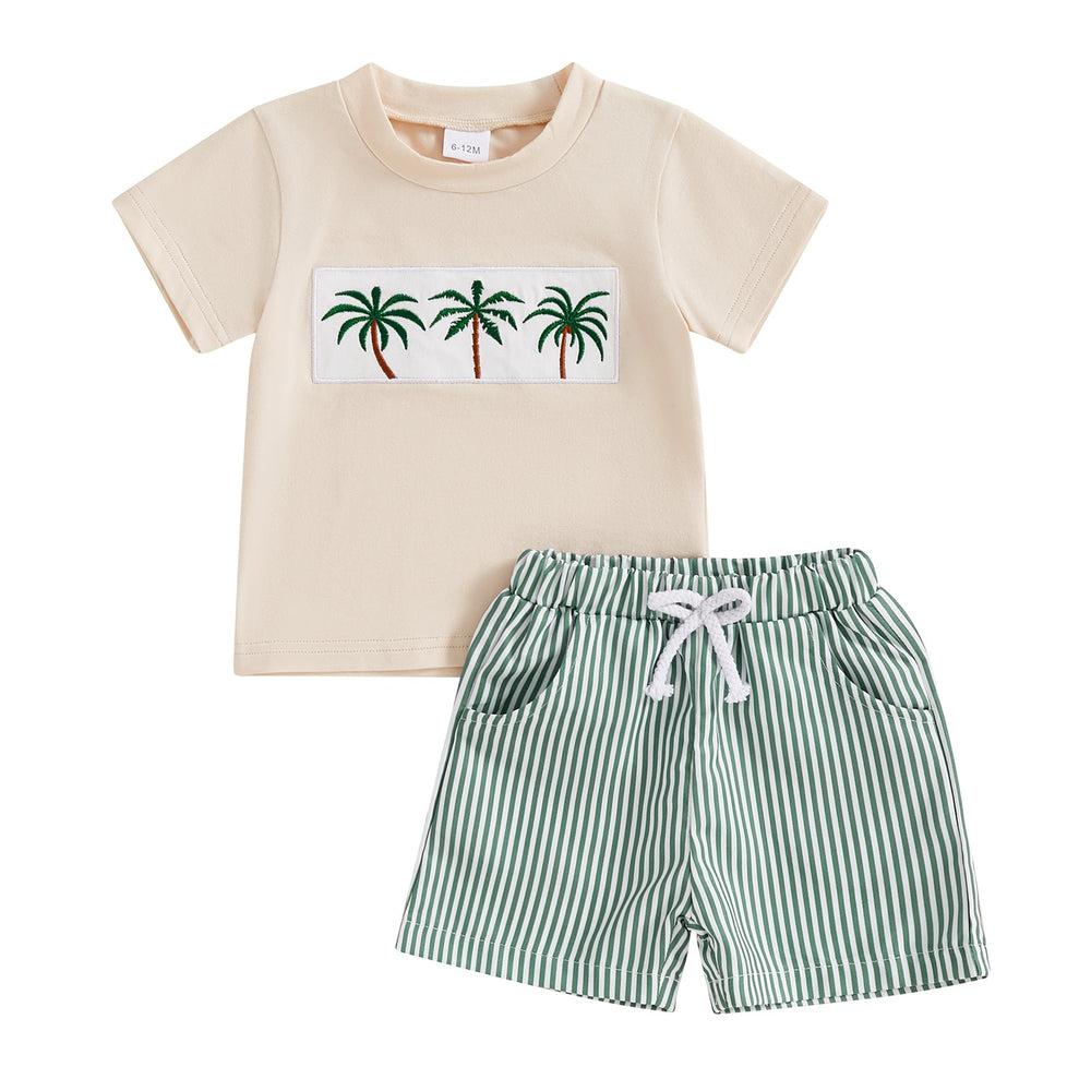 AdventurePrint Sommer-Set für Babys & Kleinkinder | Unisex T-Shirt & Gestreifte Shorts | Sommeroutfit 0–4 Jahre | Baumwolle & Polyester