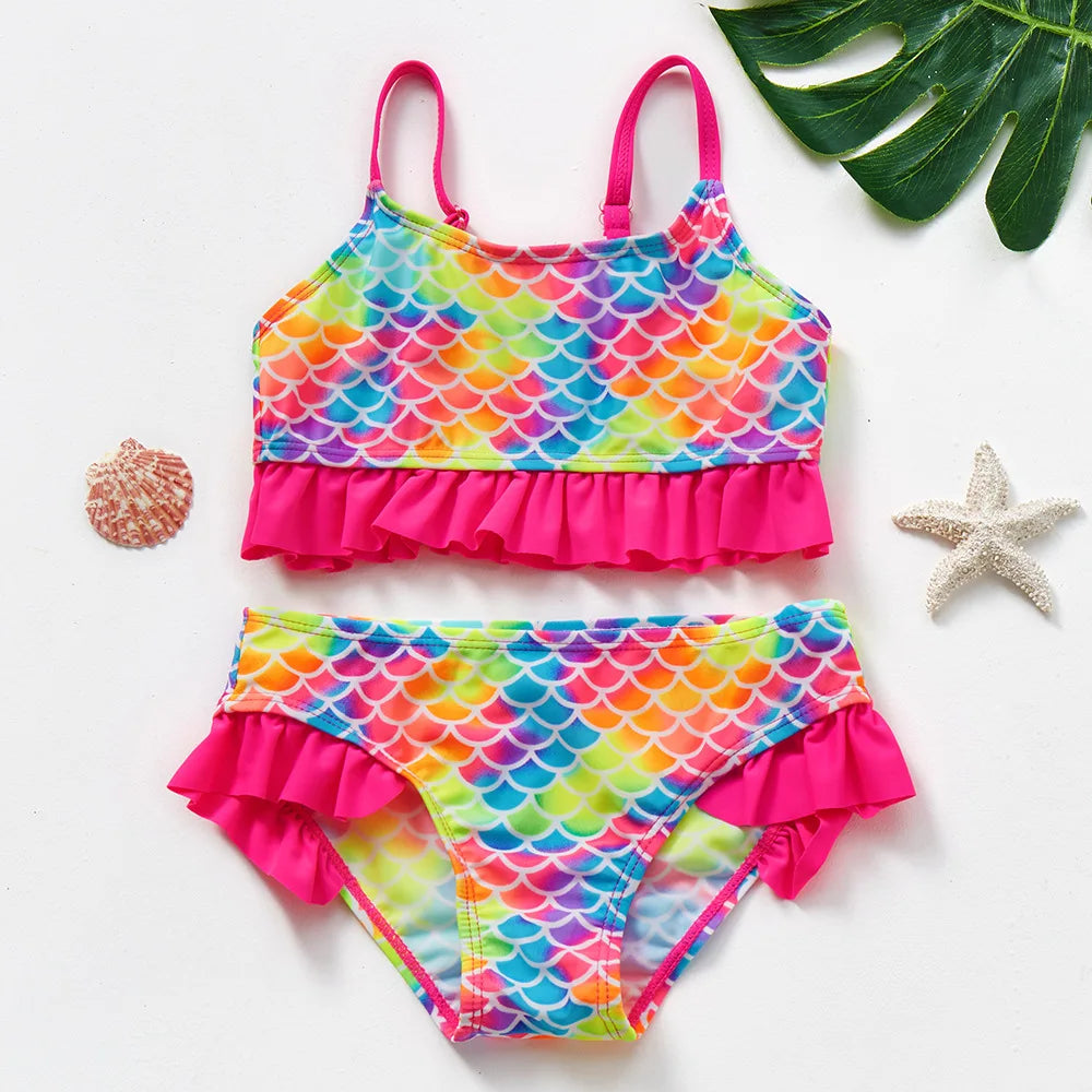Mädchen Tankini Badeanzug Meerjungfrauen-Print – Sommer Strandkleidung | 3-12 J.