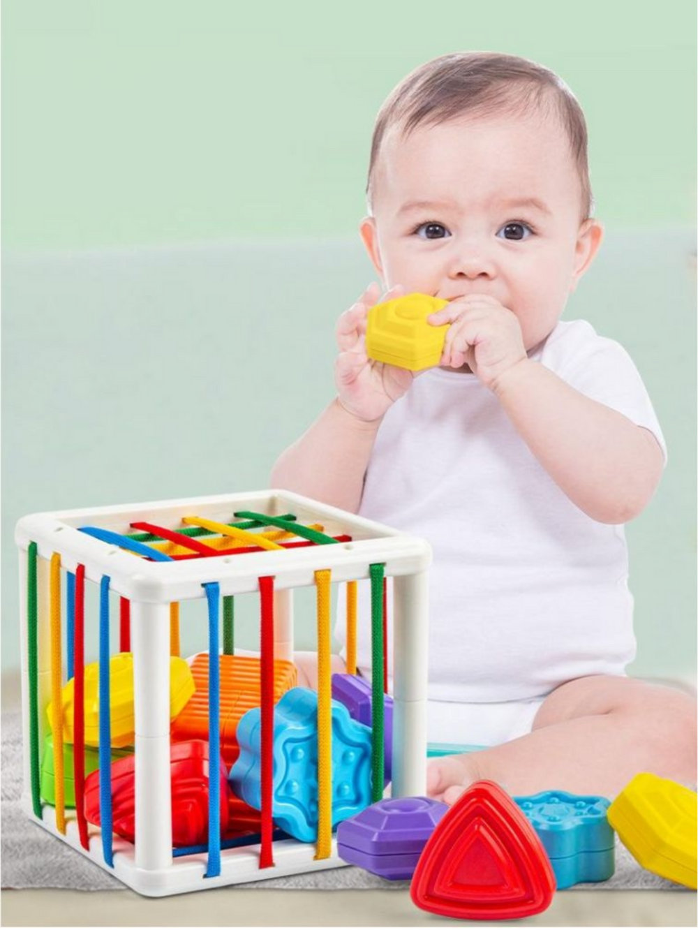 Sensorischer Formenwürfel - KibiTots Baby, Montessori, BPA-frei, ab 6 Monaten