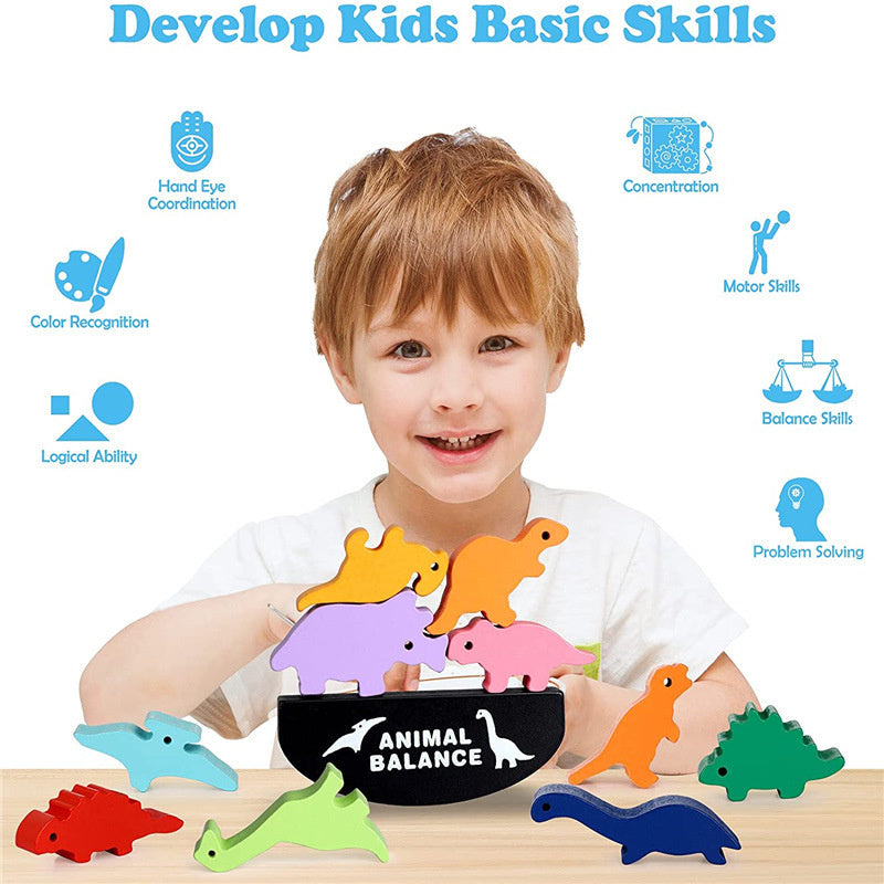 Montessori Dieren Stapelen – Creatief Evenwichtsspel, Hout, Educatief, Fijne Motoriek, 2+ Jaar-More For Mini