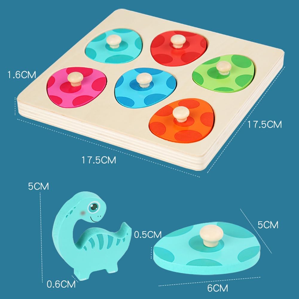 Holzpuzzle – Dino Discovery, Lernspielzeug für Kleinkinder, Feinmotorik, Bunt & Langlebig, ab 2 Jahren