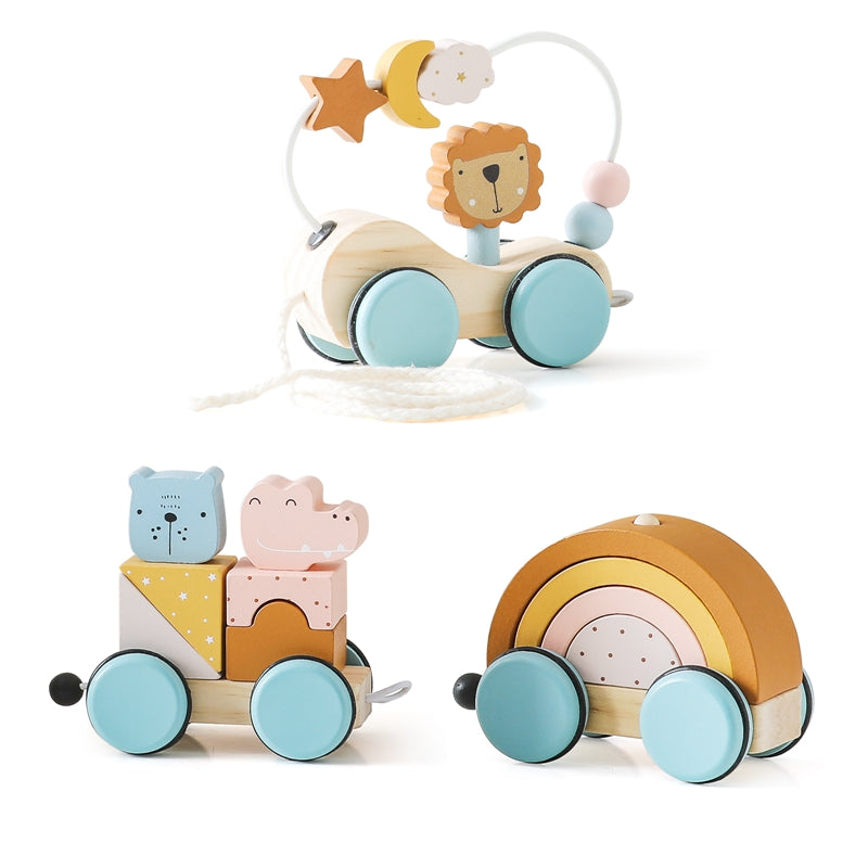 Holzzug mit Tieren Regenbogen – Koppelbares Spielzeug für Kleinkinder, Nachhaltiges Holz, ab 1 Jahr