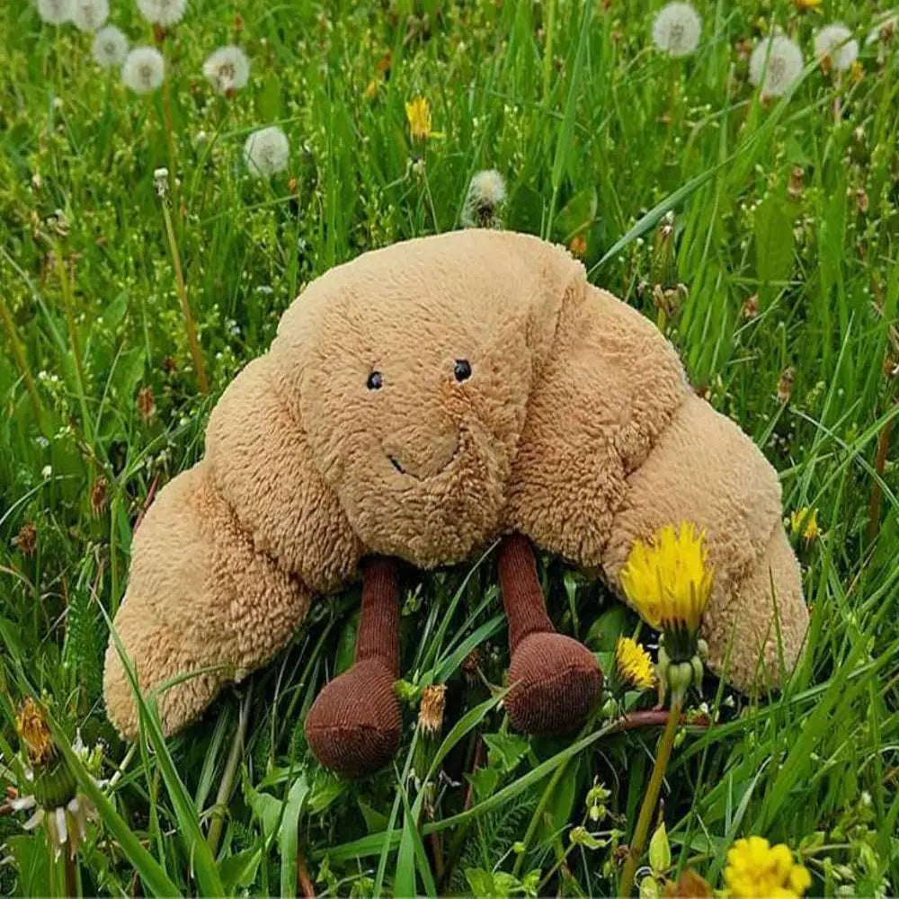 Lachendes Croissant Kuschelkissen – Weiches Plüschkissen für Kinder und Erwachsene