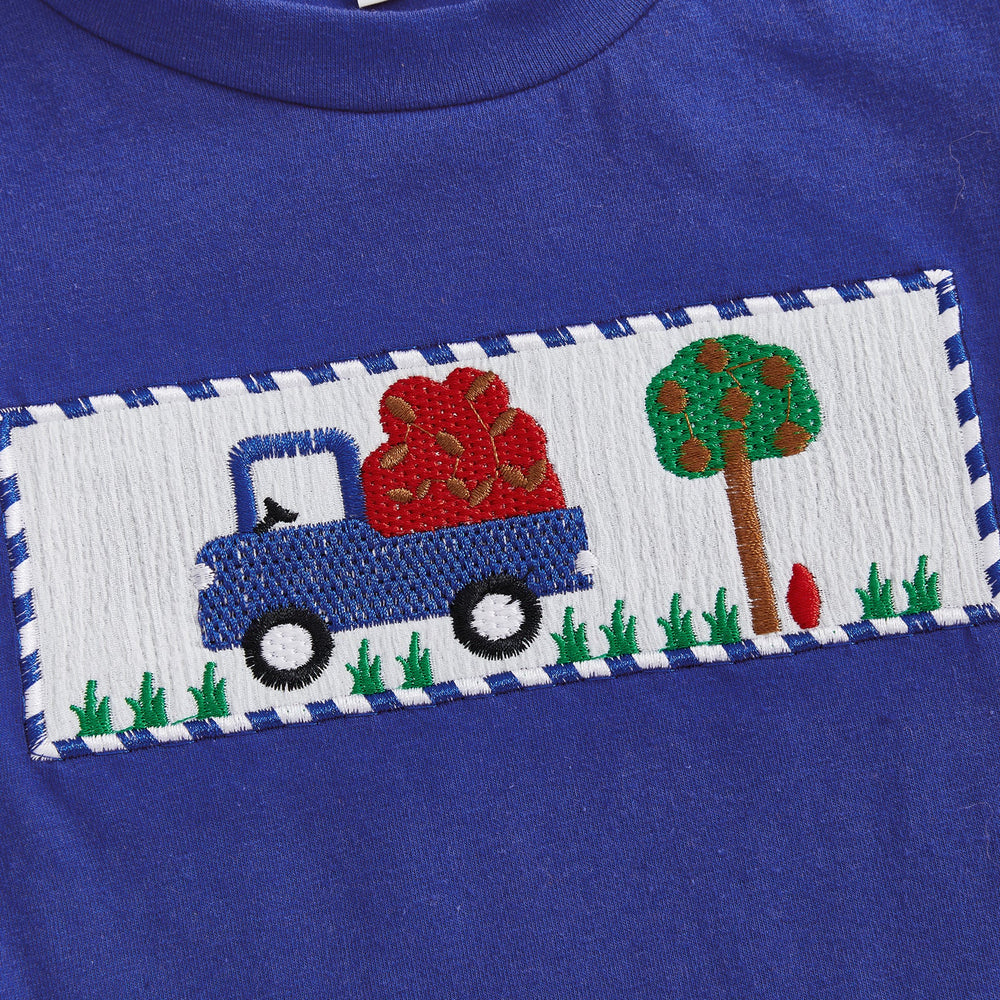 AppleTruck Sommer-Set Jungen | T-Shirt mit Apfel-Truck & Gestreifter Shorts | Baumwolle & Polyester | 6 Mon.–4 Jahre | Blau & Rot