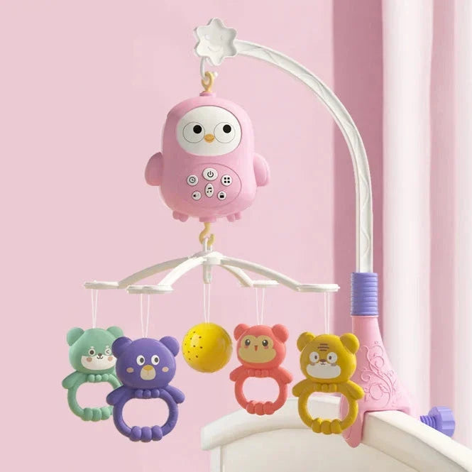 Musikmobile mit Eule und Anhängern – sanfte Melodien, Klemme fürs Babybett | Babymobile