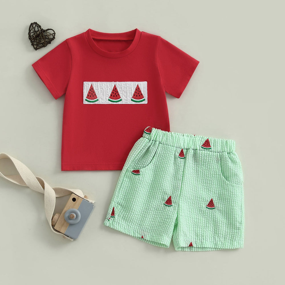 Watermelon Sommer-Set Baby & Kleinkind | Unisex T-Shirt & kurze Hose | Obstmuster Outfit 6 Monate–4 Jahre | Baumwolle & Polyester