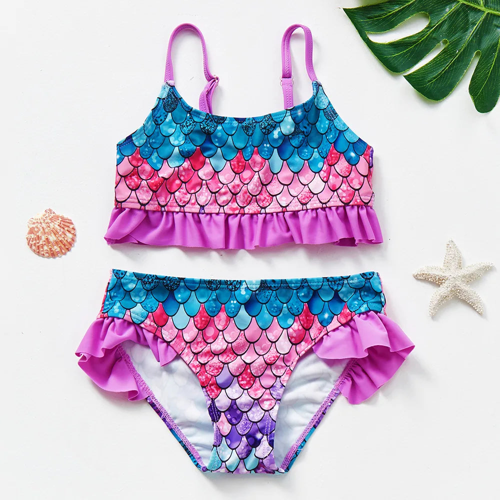 Mädchen Tankini Badeanzug Meerjungfrauen-Print – Sommer Strandkleidung | 3-12 J.