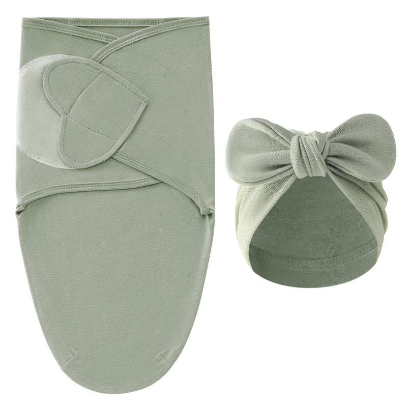 Inbakerdoek & Mutsje – DreamNest Luxe, Unisex, Grau/Grün/Rosa/Weiß/Braun, Baumwolle, Neugeborene